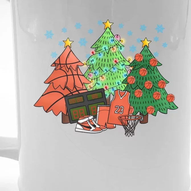 Funny Basketball Christmas Tree Xmas Basketball Lover Sports Cool Gift Front & Back Beer Stein