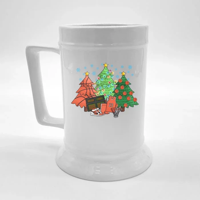 Funny Basketball Christmas Tree Xmas Basketball Lover Sports Cool Gift Front & Back Beer Stein