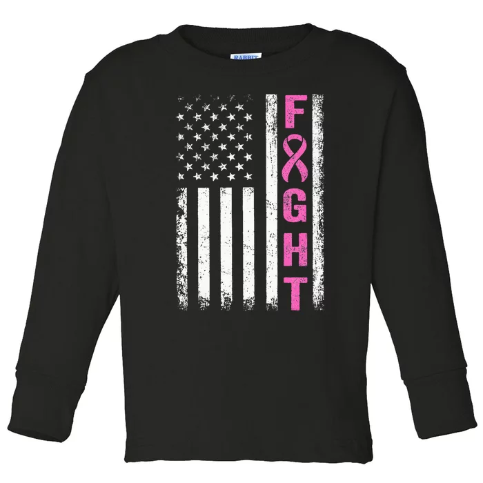 Fight Breast Cancer Awareness Pride Toddler Long Sleeve Shirt