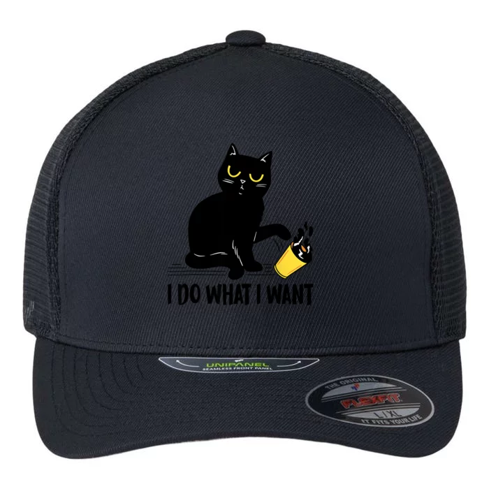 Funny Black Cat I Do What I Want Cat Lover Gifts Flexfit Unipanel Trucker Cap