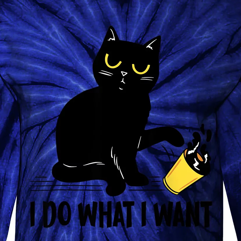 Funny Black Cat I Do What I Want Cat Lover Gifts Tie-Dye Long Sleeve Shirt