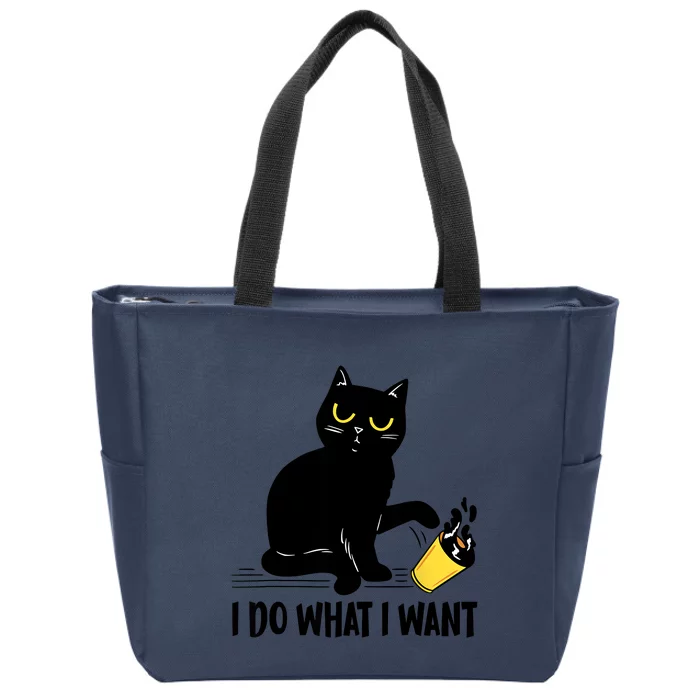 Funny Black Cat I Do What I Want Cat Lover Gifts Zip Tote Bag