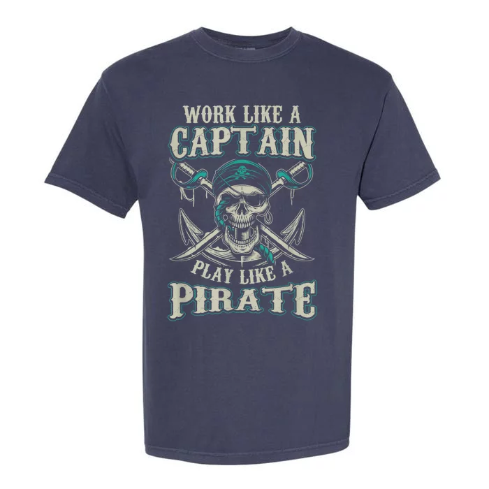 Funny Boat Captain Boating Pirate Motorboat Garment-Dyed Heavyweight T-Shirt