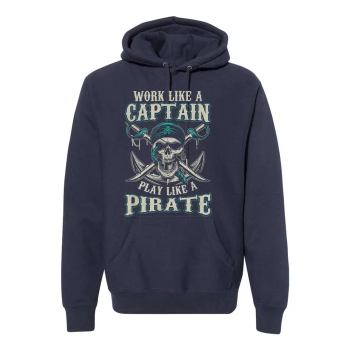 Funny Boat Captain Boating Pirate Motorboat Premium Hoodie