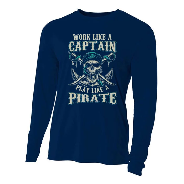 Funny Boat Captain Boating Pirate Motorboat Cooling Performance Long Sleeve Crew