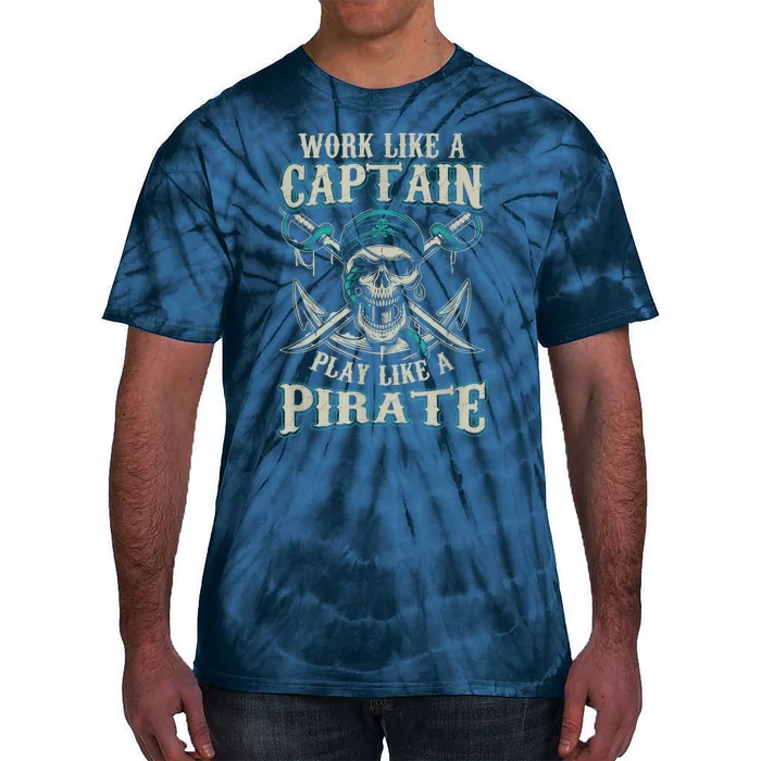 Funny Boat Captain Boating Pirate Motorboat Tie-Dye T-Shirt