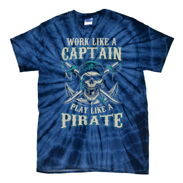 Funny Boat Captain Boating Pirate Motorboat Tie-Dye T-Shirt