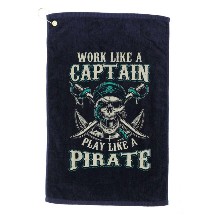 Funny Boat Captain Boating Pirate Motorboat Platinum Collection Golf Towel