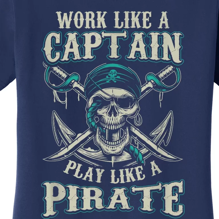 Funny Boat Captain Boating Pirate Motorboat Women's T-Shirt