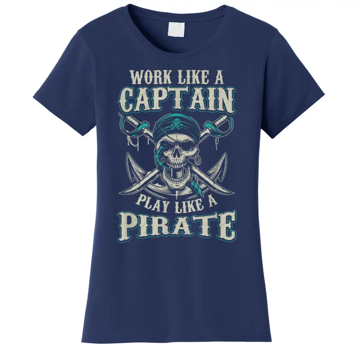 Funny Boat Captain Boating Pirate Motorboat Women's T-Shirt