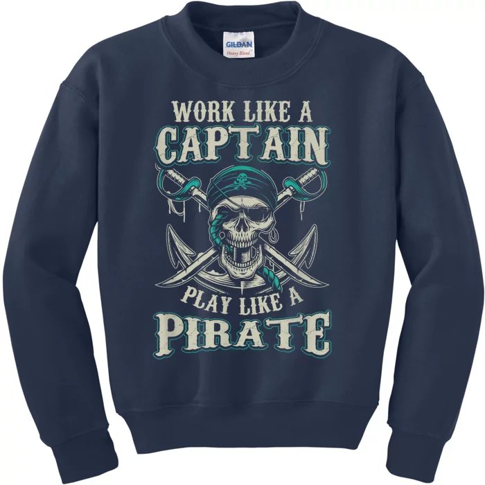 Funny Boat Captain Boating Pirate Motorboat Kids Sweatshirt