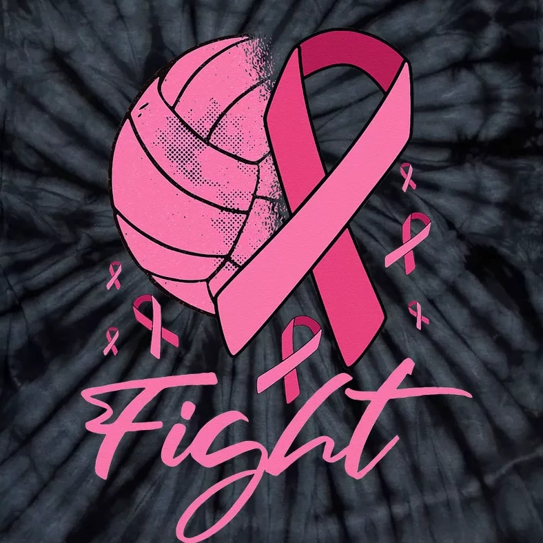 Fight Breast Cancer Volleyball Pink Ribbon Awareness Tie-Dye T-Shirt