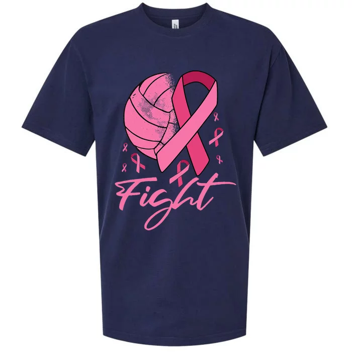 Fight Breast Cancer Volleyball Pink Ribbon Awareness Sueded Cloud Jersey T-Shirt