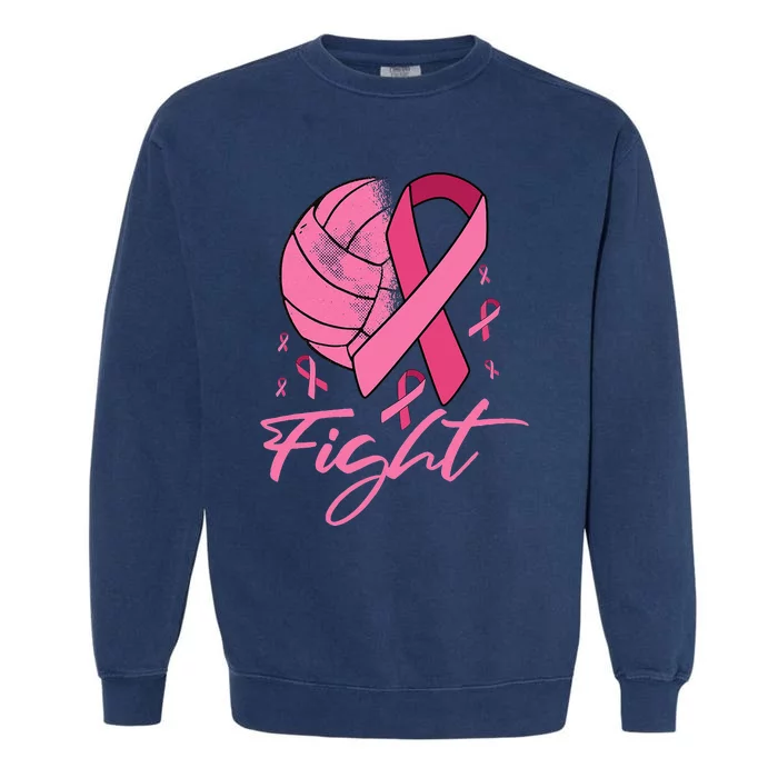 Fight Breast Cancer Volleyball Pink Ribbon Awareness Garment-Dyed Sweatshirt