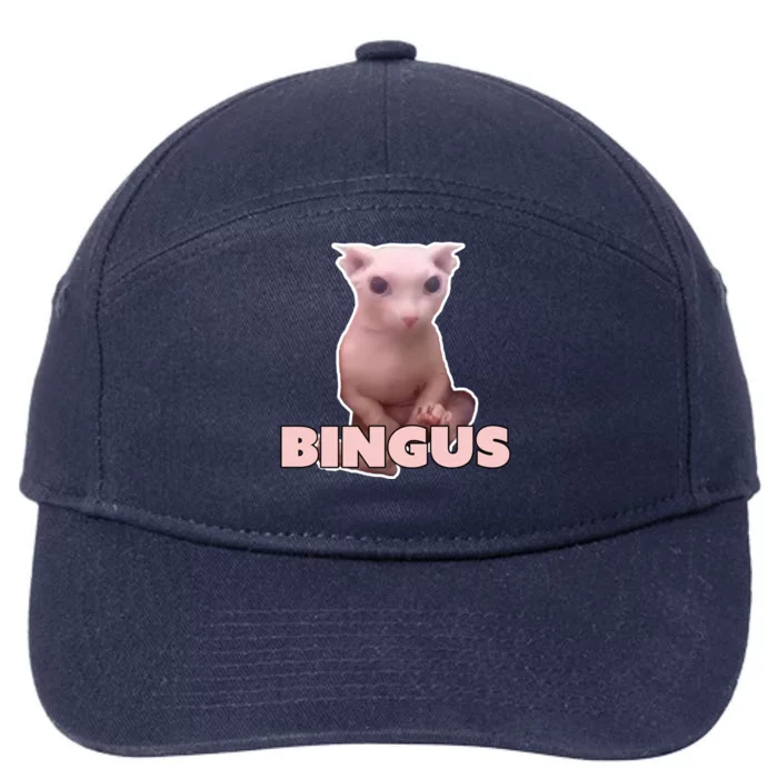 Funny Bingus Cat Meme 7-Panel Snapback Hat