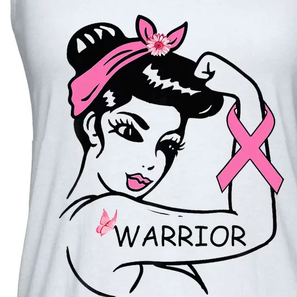 Fighting Breast Cancer Warrior Rosie Riveter Women Gift Ladies Essential Flowy Tank