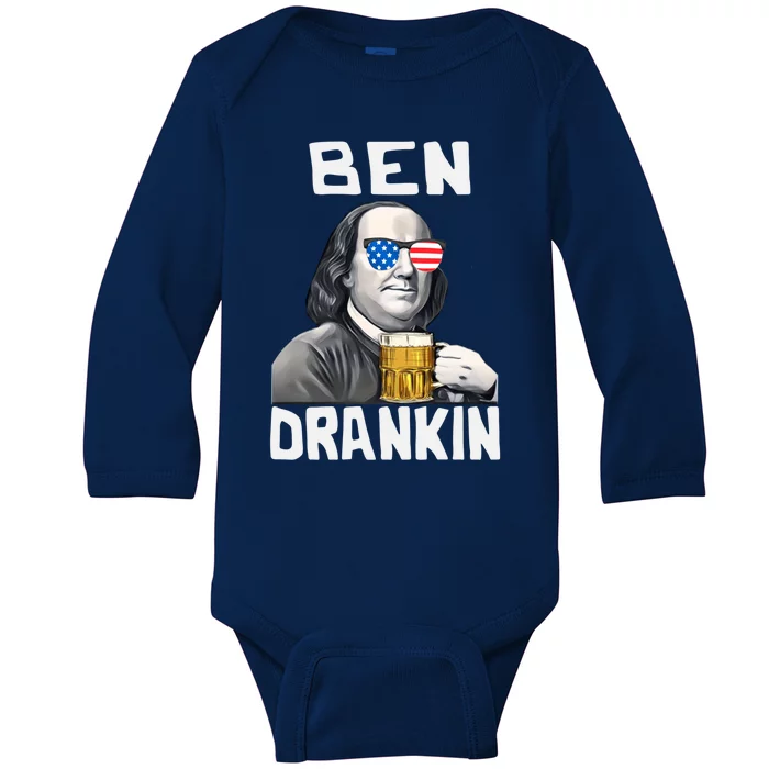 Funny Ben Drankin 4th Of July Patriotic Gift Baby Long Sleeve Bodysuit