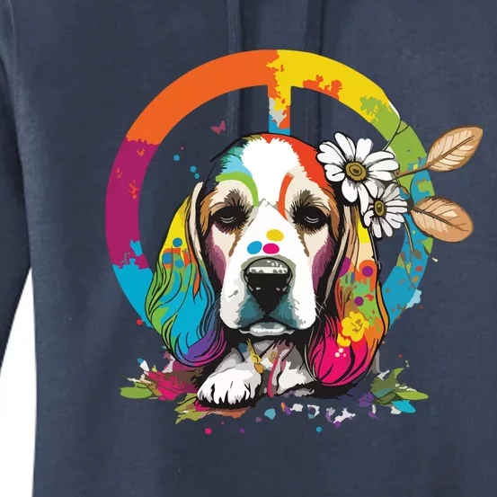 Funny Beagle Dog Hippie Women's Pullover Hoodie