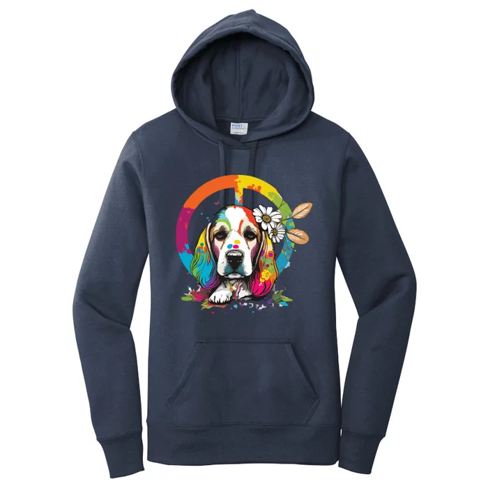 Funny Beagle Dog Hippie Women's Pullover Hoodie