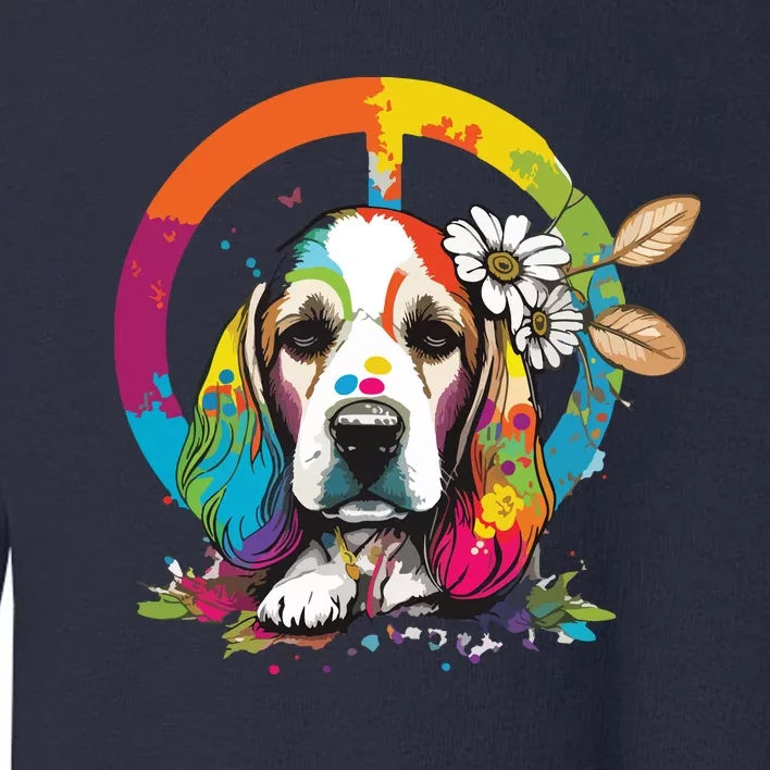 Funny Beagle Dog Hippie Toddler Sweatshirt