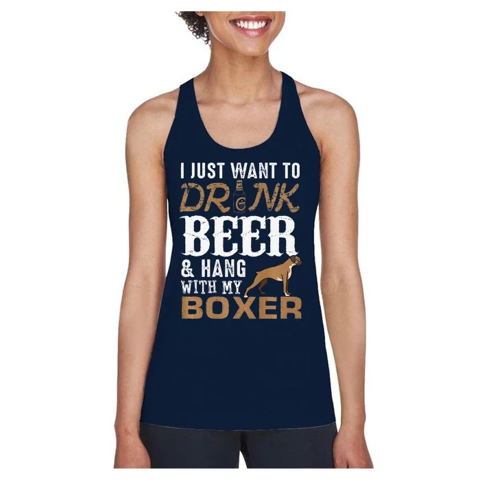 Funny Boxer Dad Funny Fathers Day Dog Lover Gift Beer Tee Women's Racerback Tank