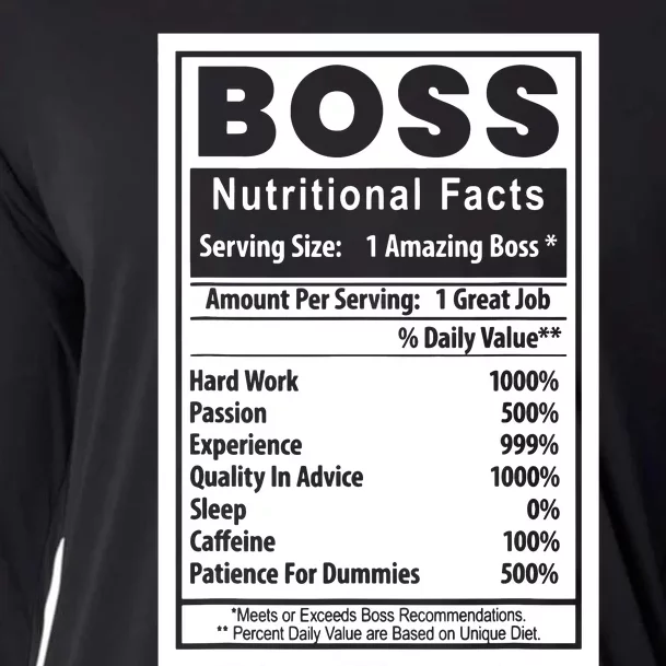 Funny Bosss Day Nutritional Facts Employee Appreciation Cooling Performance Long Sleeve Crew