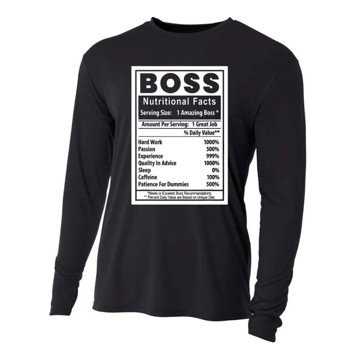 Funny Bosss Day Nutritional Facts Employee Appreciation Cooling Performance Long Sleeve Crew