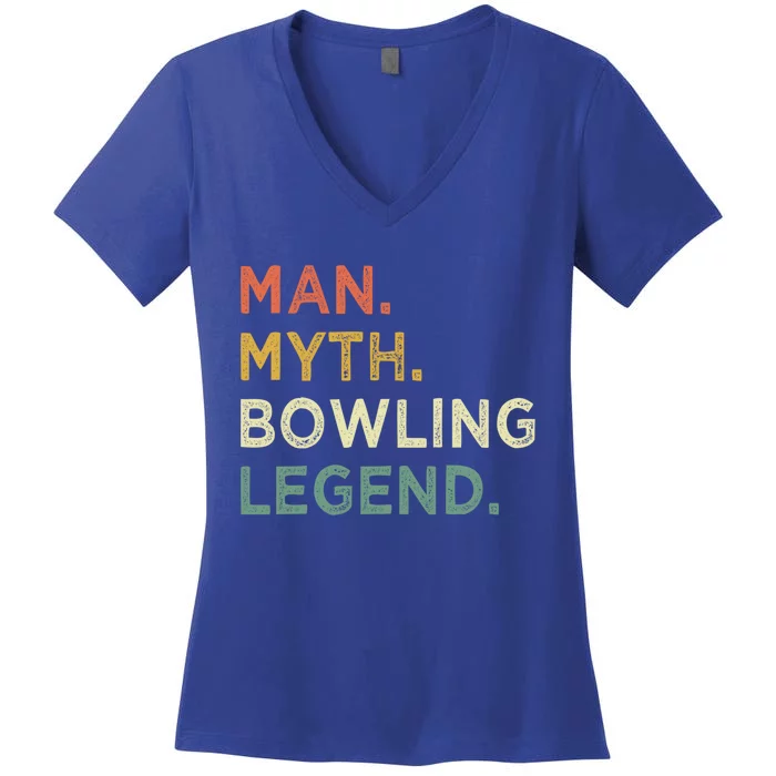 Funny Bowling Dad The Myth The Bowling Legend Gift Women's V-Neck T-Shirt