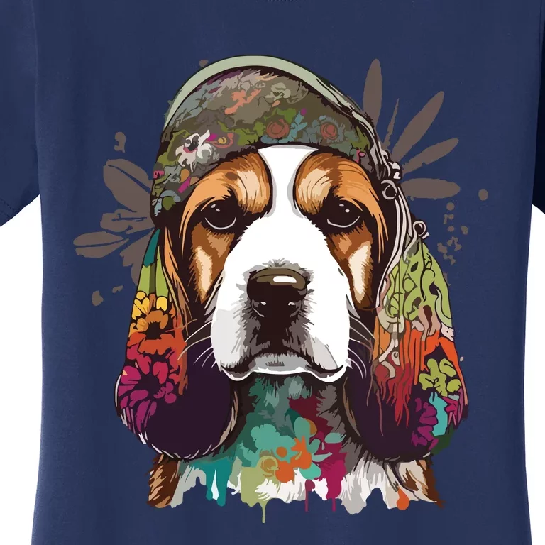 Funny Beagle Dog Hippie Women's T-Shirt