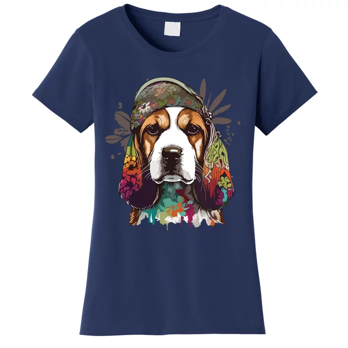 Funny Beagle Dog Hippie Women's T-Shirt