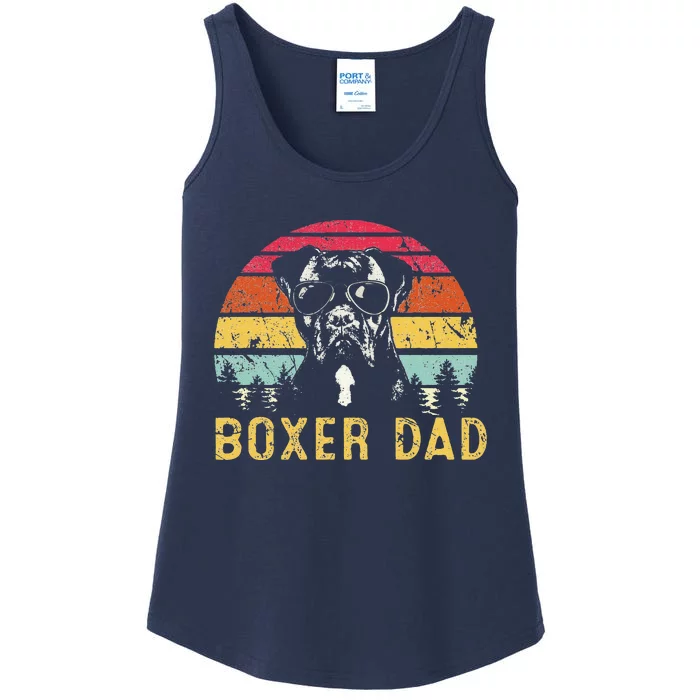 Funny Boxer Dad Retro Vintage Boxer Dog Lover Fathers Day Ladies Essential Tank