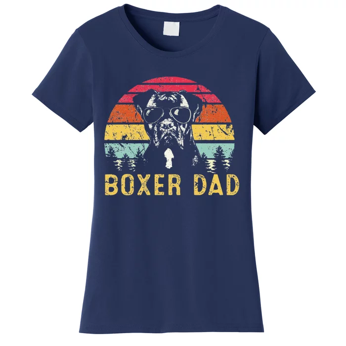 Funny Boxer Dad Retro Vintage Boxer Dog Lover Fathers Day Women's T-Shirt