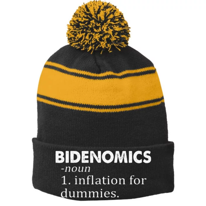 Funny Bidenomics Definition Funny Antibiden Stripe Pom Pom Beanie