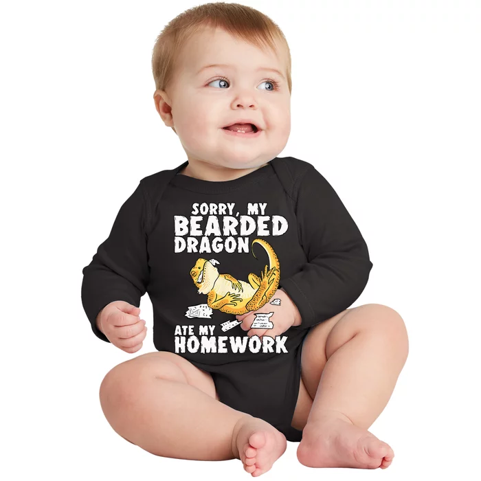 Funny Bearded Dragon Reptile Funny Lizard Baby Long Sleeve Bodysuit