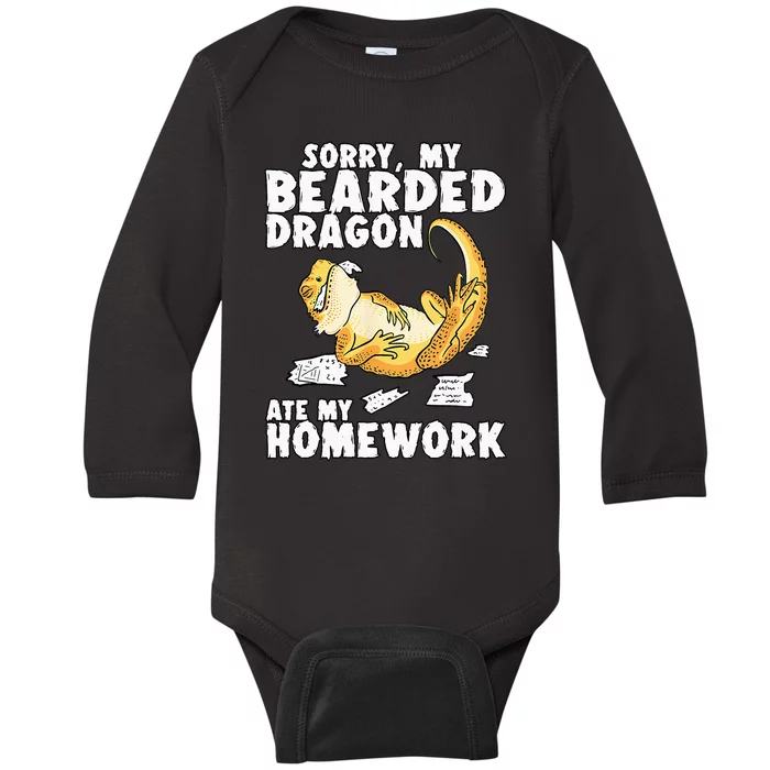 Funny Bearded Dragon Reptile Funny Lizard Baby Long Sleeve Bodysuit