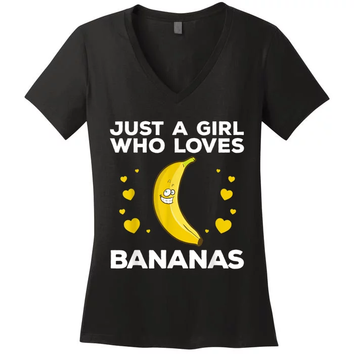 Funny Banana Design Women Girl Kids Banana Fruit Lovers Women's V-Neck T-Shirt