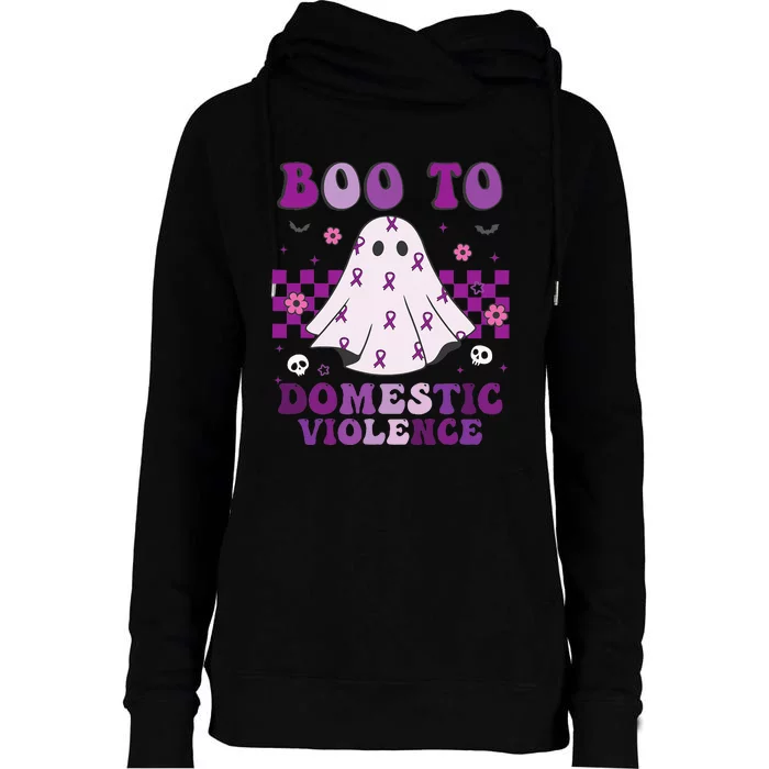 funny Boo Domestic Violence Awareness Womens Funnel Neck Pullover Hood