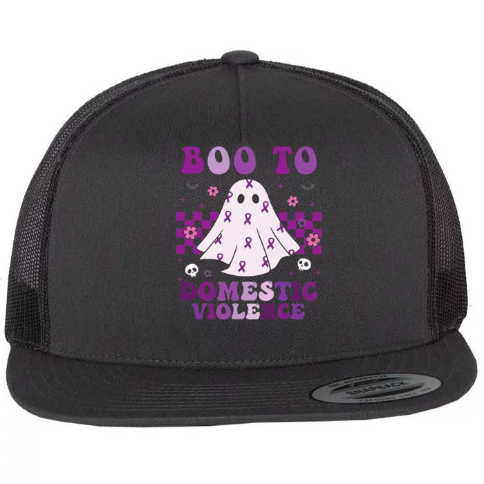 funny Boo Domestic Violence Awareness Flat Bill Trucker Hat