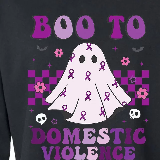 funny Boo Domestic Violence Awareness Cropped Pullover Crew