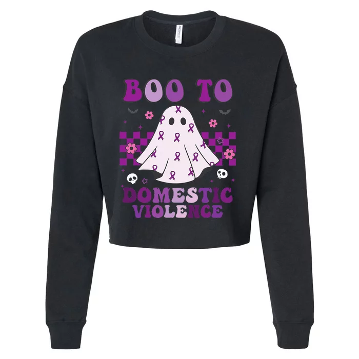 funny Boo Domestic Violence Awareness Cropped Pullover Crew