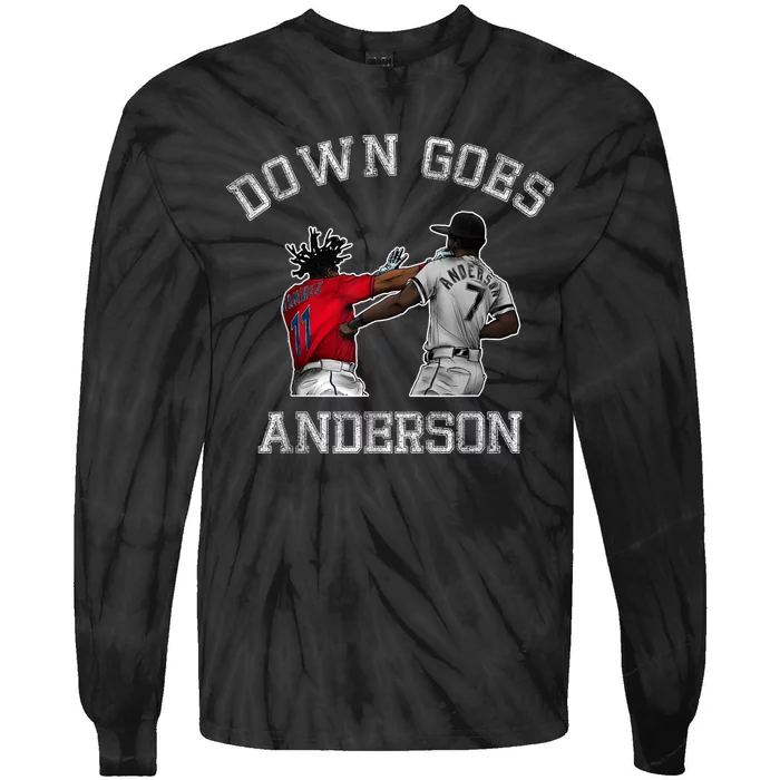 FUNNY BASEBALL DOWN GOES ANDERSON Tie-Dye Long Sleeve Shirt