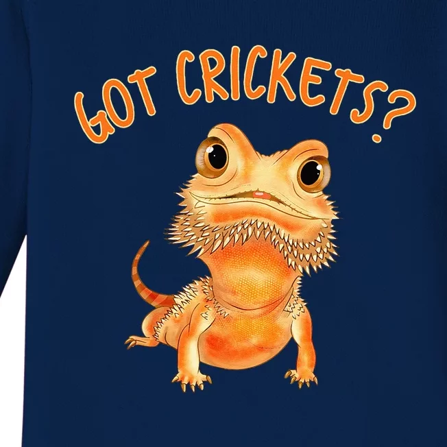 Funny Bearded Dragon Got Crickets Lizard Reptile Herpetology Baby Long Sleeve Bodysuit