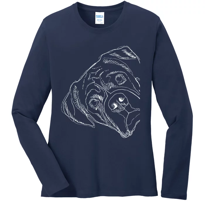 Funny Boxer Dog Ladies Long Sleeve Shirt