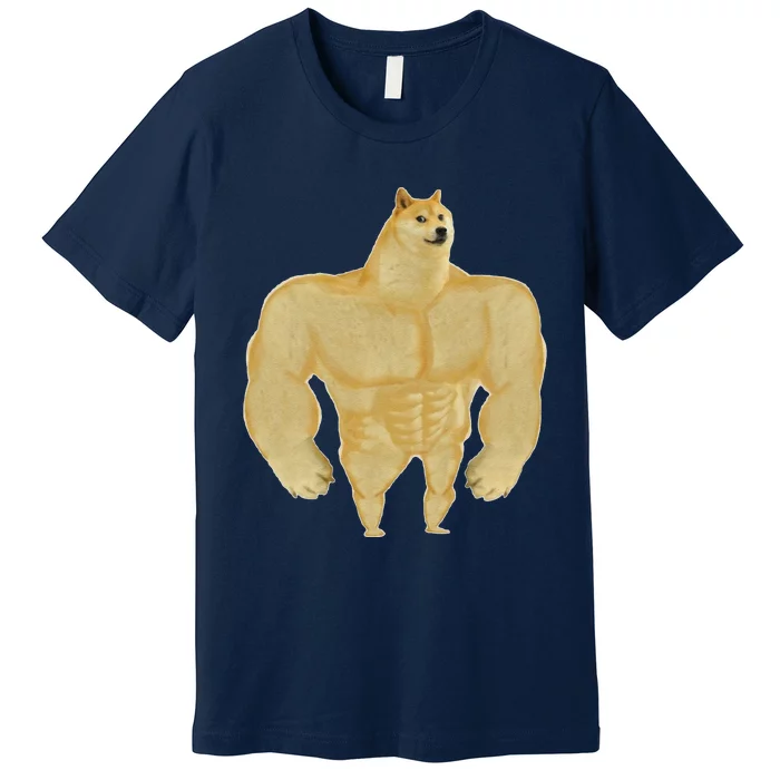 Funny Buff Doge Chiba Dog Gym Meme Funny Swole Doge Meme Premium T-Shirt