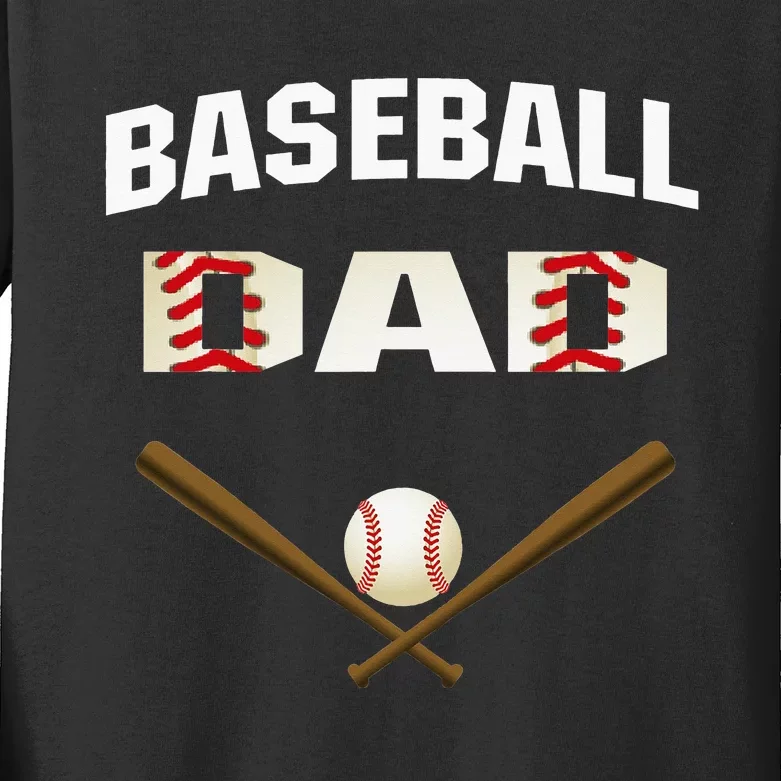 funny Baseball Dad Best gift idea for fathers tee Kids Long Sleeve Shirt