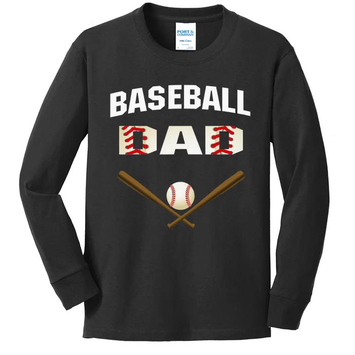 funny Baseball Dad Best gift idea for fathers tee Kids Long Sleeve Shirt