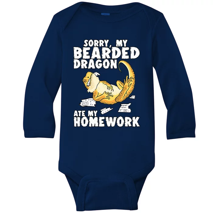 Funny Bearded Dragon Lizard Lover Bearded Dragon Baby Long Sleeve Bodysuit