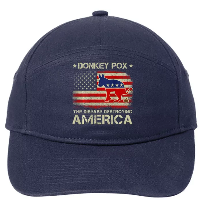 Funny Biden Donkey Pox The Disease Destroying Vintage America Flag 7-Panel Snapback Hat