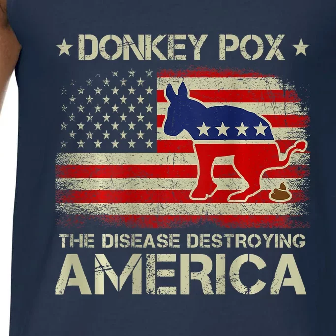 Funny Biden Donkey Pox The Disease Destroying Vintage America Flag Comfort Colors® Tank Top