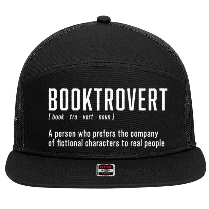 Funny Booktrovert Definition Book Lovers Librarian Bookish 7 Panel Mesh Trucker Snapback Hat